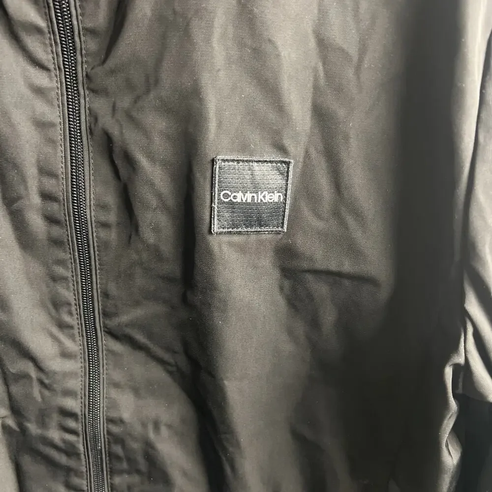 Calvin‎ Klein Men's Black Windbreaker Small Removable Hood Jock Reflective